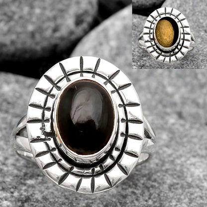 Natural Tektite Cab - Greek Ring size-6 R-1564 SDR246398