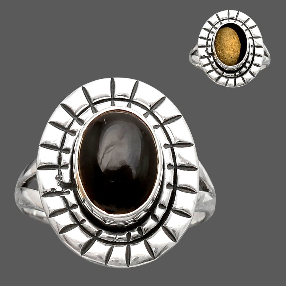 Natural Tektite Cab - Greek Ring size-6 R-1564 SDR246398