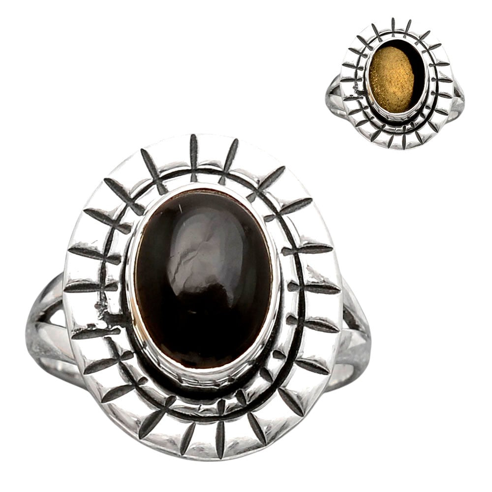 Natural Tektite Cab - Greek Ring size-6 R-1564 SDR246398