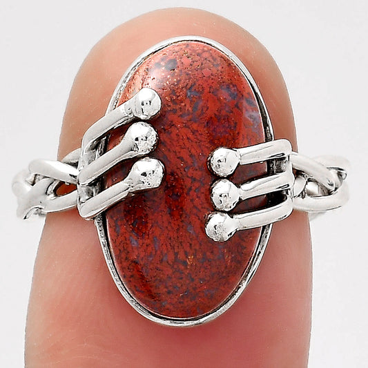 Natural Red Moss Agate Ring size-7.5 R-1553 SDR246418