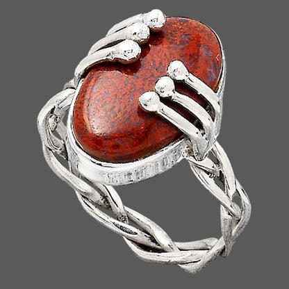 Natural Red Moss Agate Ring size-7.5 R-1553 SDR246418