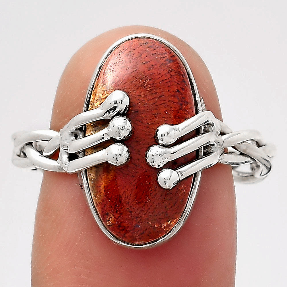 Natural Red Moss Agate Ring size-9.5 R-1553 SDR246425