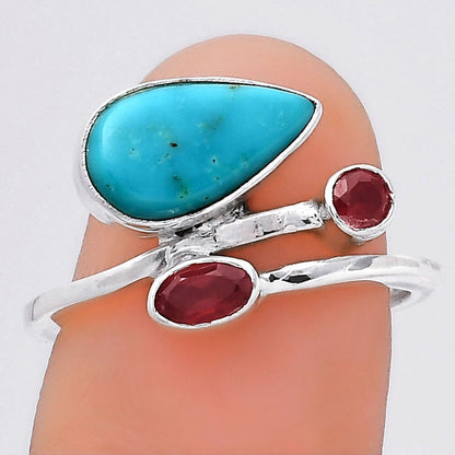 Rare Turquoise Nevada Aztec Mt & Garnet Ring size-7 R-1237 SDR246502