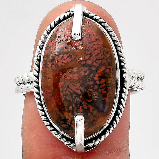 Natural Red Moss Agate Ring size-8.5 R-1635 SDR246523