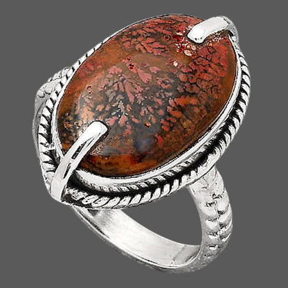 Natural Red Moss Agate Ring size-8.5 R-1635 SDR246523