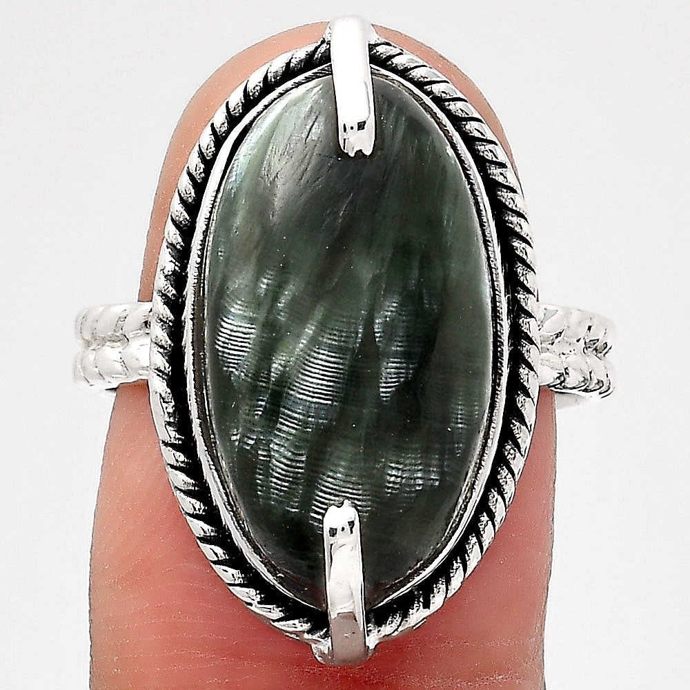 Natural Russian Seraphinite Ring size-8 R-1635 SDR246527