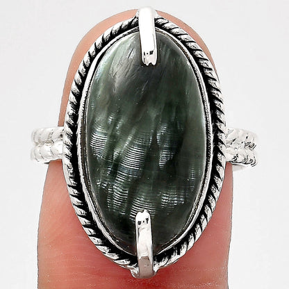 Natural Russian Seraphinite Ring size-8 R-1635 SDR246527