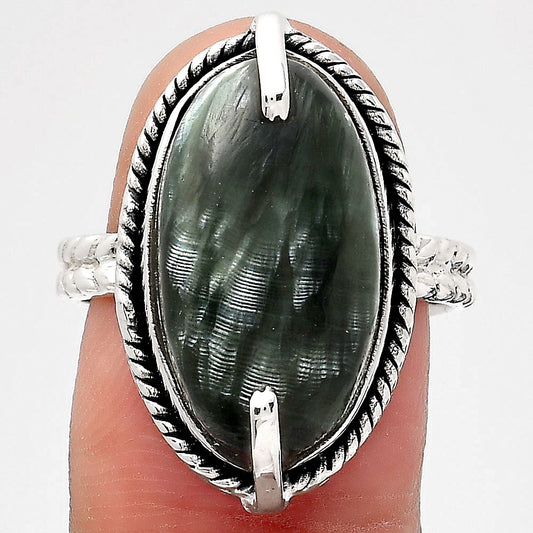 Natural Russian Seraphinite Ring size-8 R-1635 SDR246527