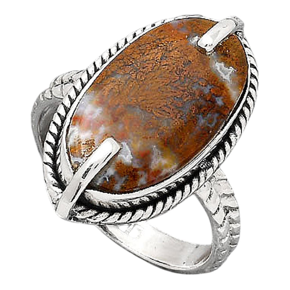 Natural Red Moss Agate Ring size-8.5 R-1635 SDR246529