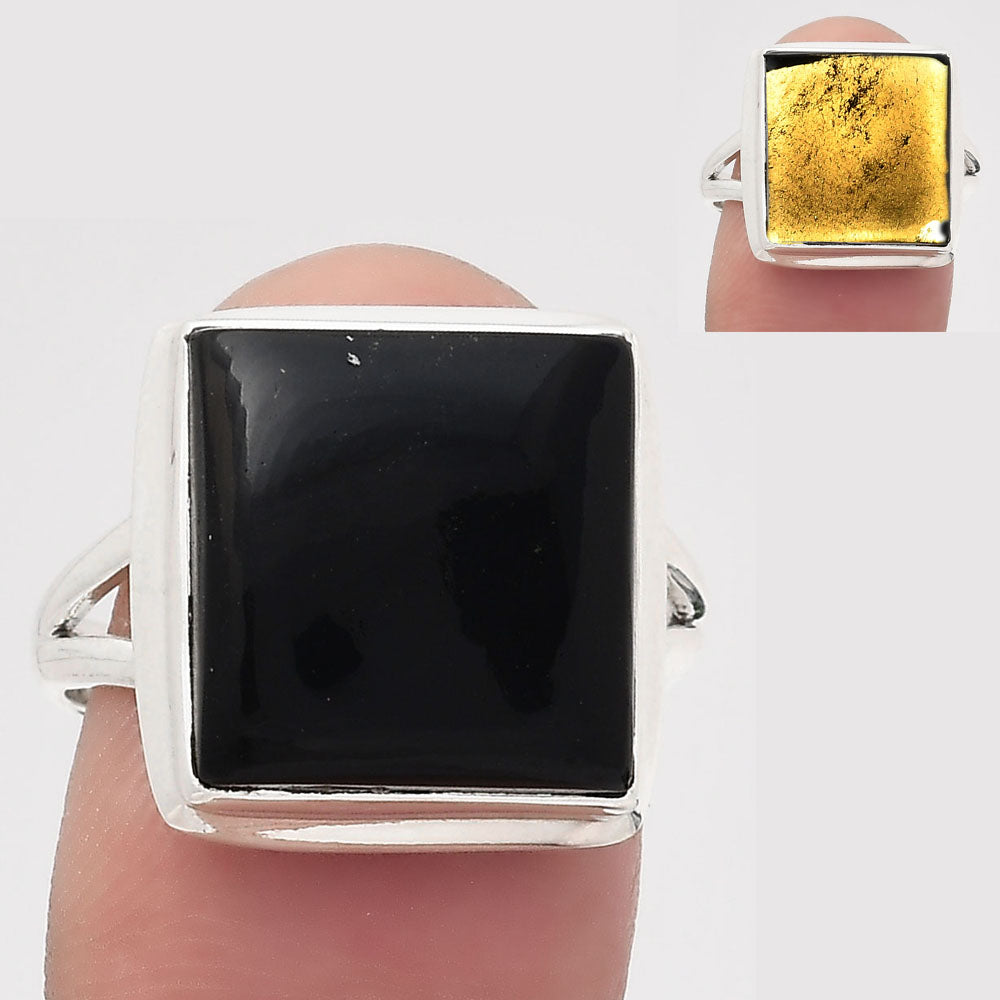 Natural Tektite Cab - Greek Ring size-8 R-1008 SDR246554