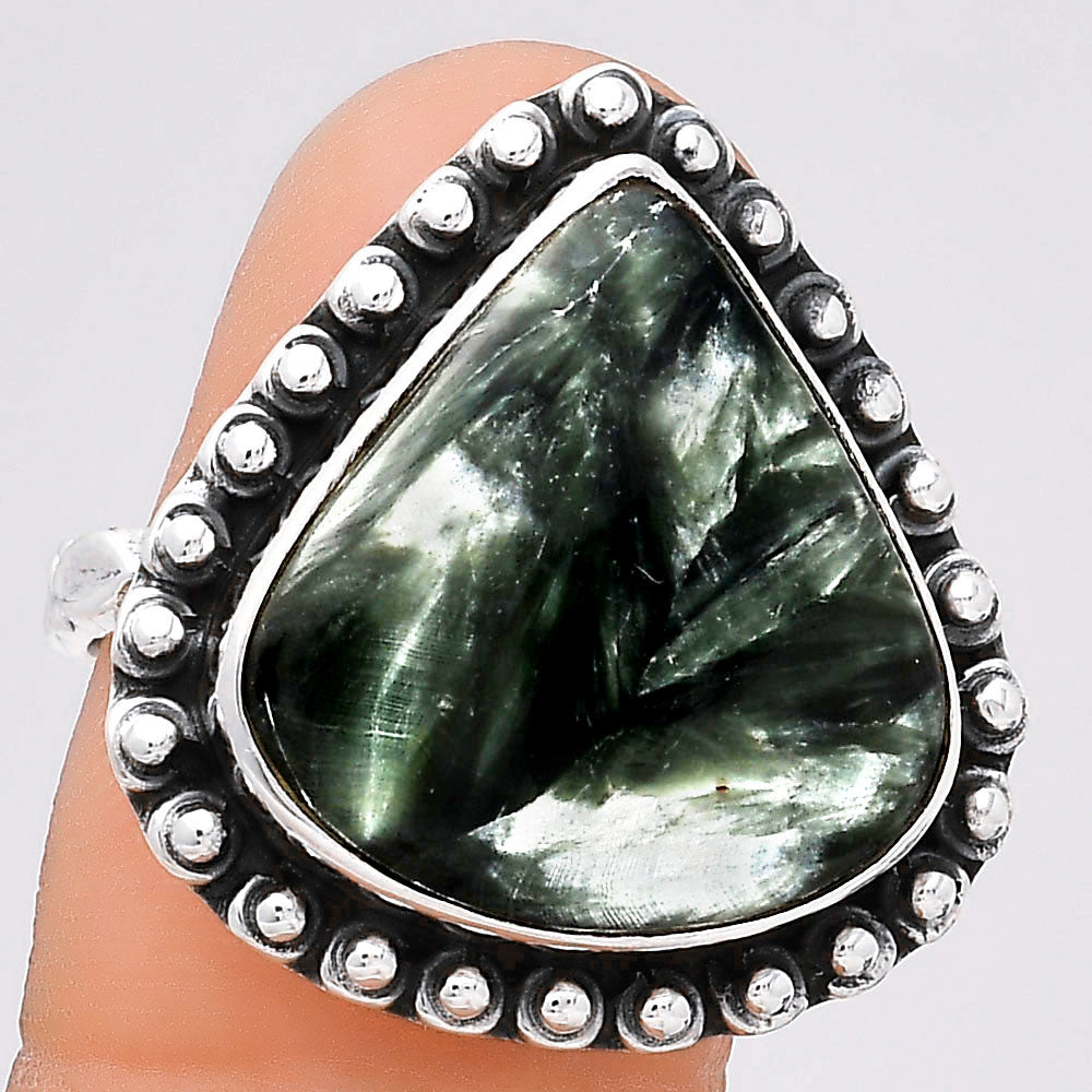 Natural Russian Seraphinite Ring size-8.5 R-1124 SDR246567