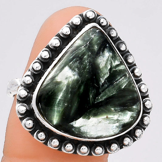 Natural Russian Seraphinite Ring size-8.5 R-1124 SDR246567
