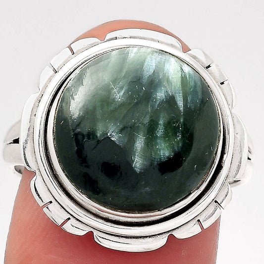 Natural Russian Seraphinite Ring size-9 R-1342 SDR246579