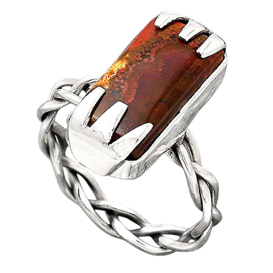 Natural Red Moss Agate Ring size-9 R-1650 SDR246607