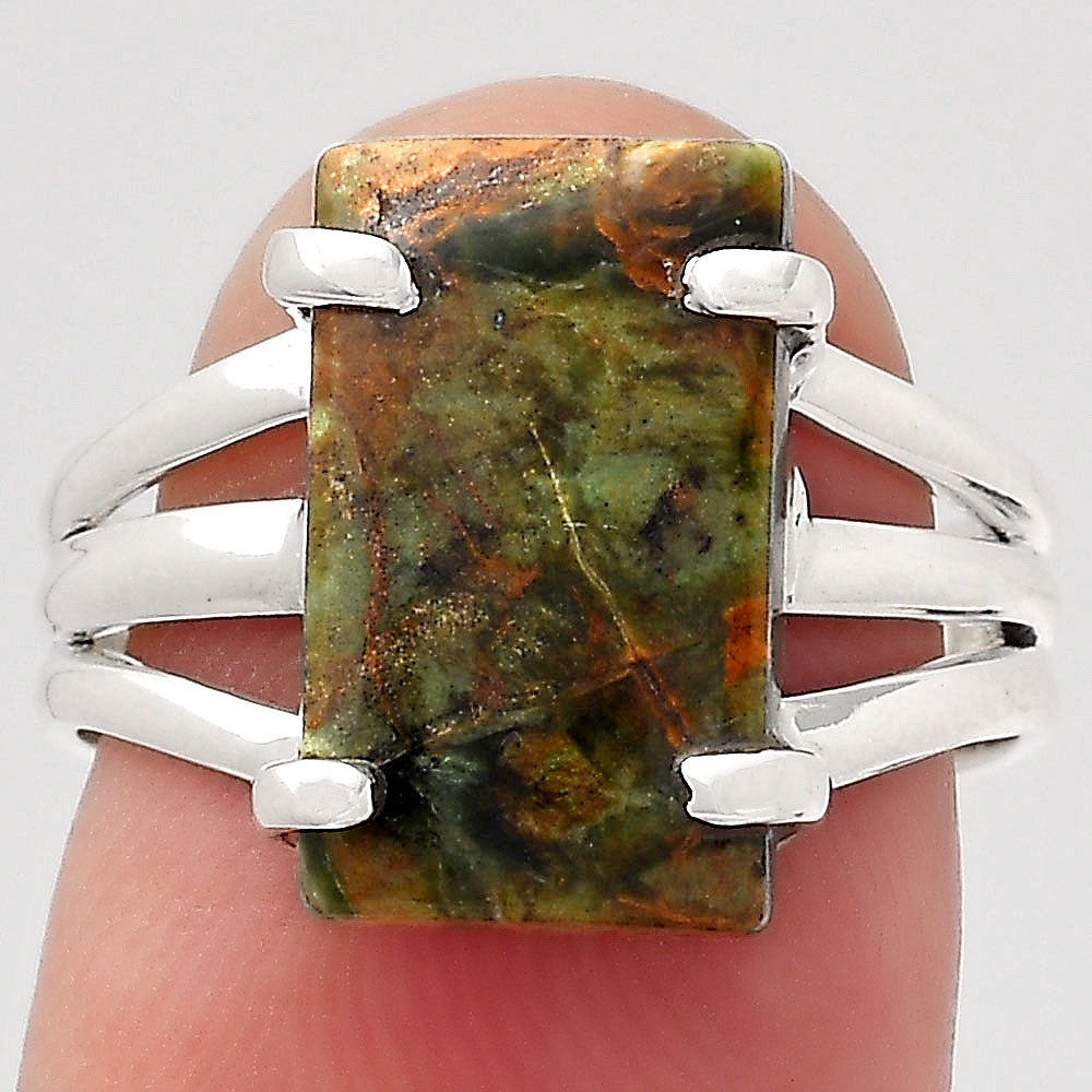 Turkish Rainforest Chrysocolla Ring size-7.5 R-1019 SDR246626