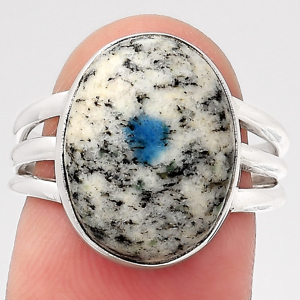 Natural K2 Blue Azurite In Quartz Ring size-7.5 R-1003 SDR246657