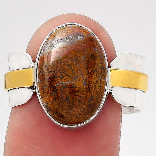 Two Tone - Natural Red Moss Agate Ring size-7.5 R-1519 SDR246664