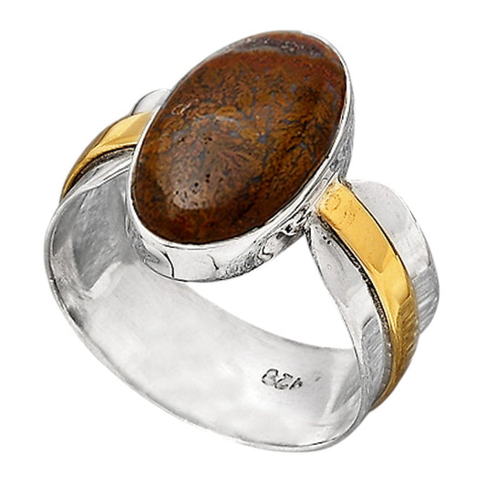 Two Tone - Natural Red Moss Agate Ring size-7.5 R-1519 SDR246664
