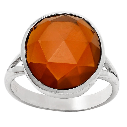 Faceted Lab Created Padparadscha Sapphire Ring size-8.5 R-1002 SDR246709
