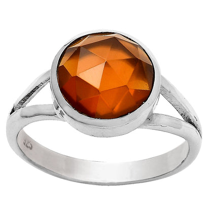 Faceted Lab Created Padparadscha Sapphire Ring size-8 R-1002 SDR246710