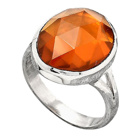Faceted Lab Created Padparadscha Sapphire Ring size-7 R-1005 SDR246728