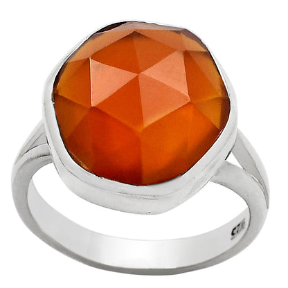 Faceted Lab Created Padparadscha Sapphire Ring size-7 R-1005 SDR246730