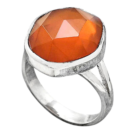 Faceted Lab Created Padparadscha Sapphire Ring size-7 R-1005 SDR246730