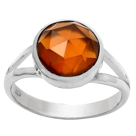 Faceted Lab Created Padparadscha Sapphire Ring size-7.5 R-1005 SDR246731