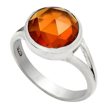 Faceted Lab Created Padparadscha Sapphire Ring size-7.5 R-1005 SDR246731