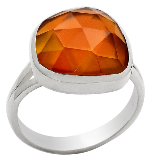 Faceted Lab Created Padparadscha Sapphire Ring size-7 R-1005 SDR246736