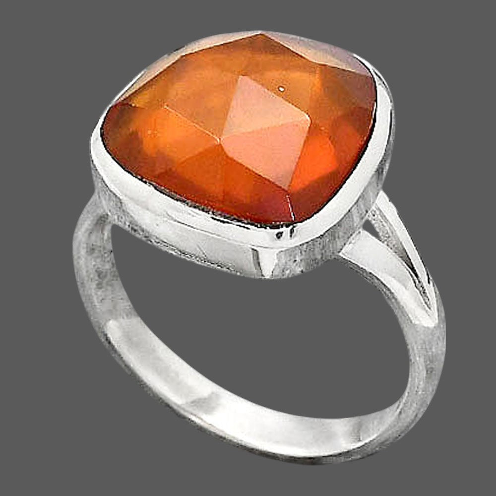 Faceted Lab Created Padparadscha Sapphire Ring size-7 R-1005 SDR246736