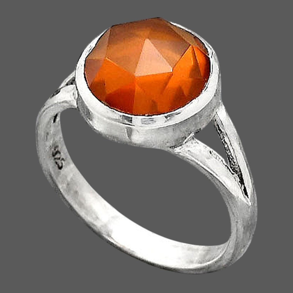 Faceted Lab Created Padparadscha Sapphire Ring size-8 R-1005 SDR246738
