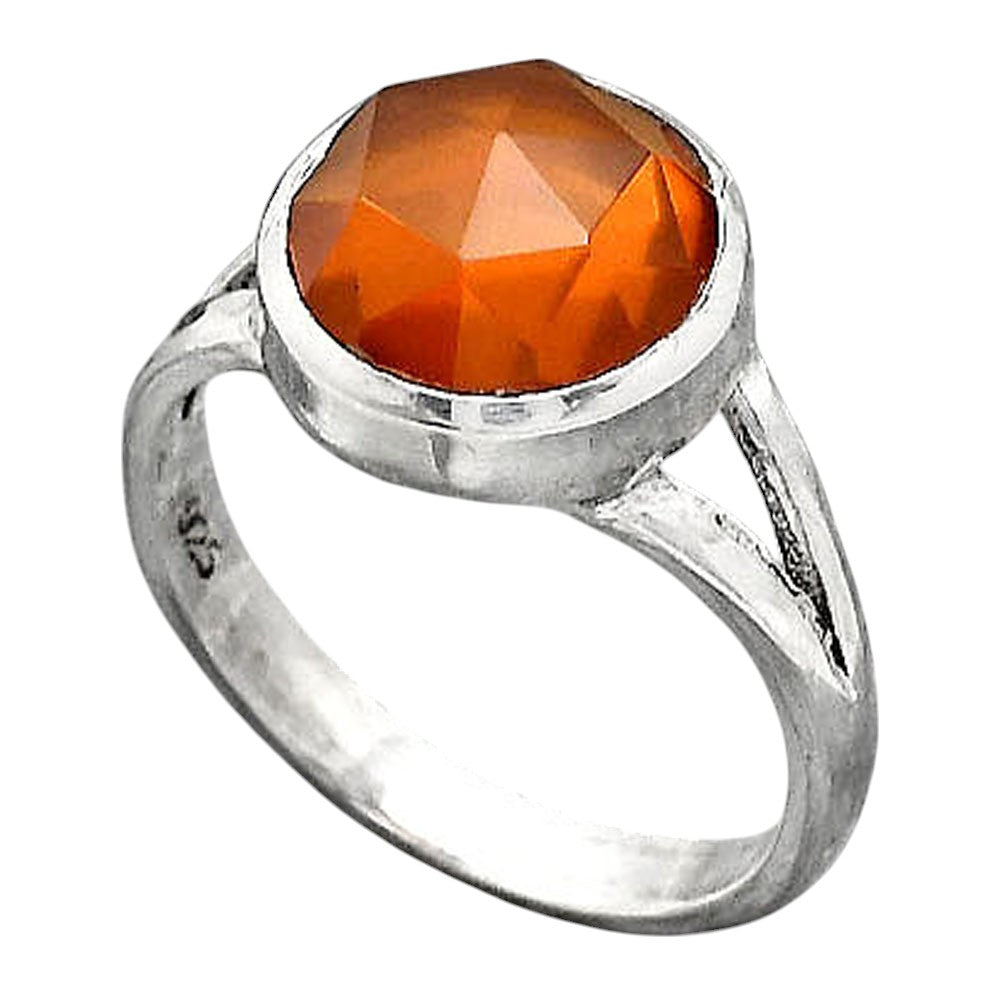 Faceted Lab Created Padparadscha Sapphire Ring size-8 R-1005 SDR246738