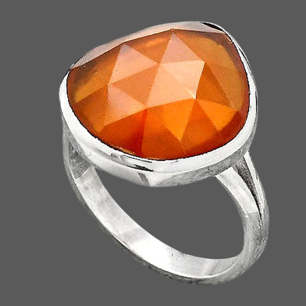 Faceted Lab Created Padparadscha Sapphire Ring size-8.5 R-1005 SDR246743