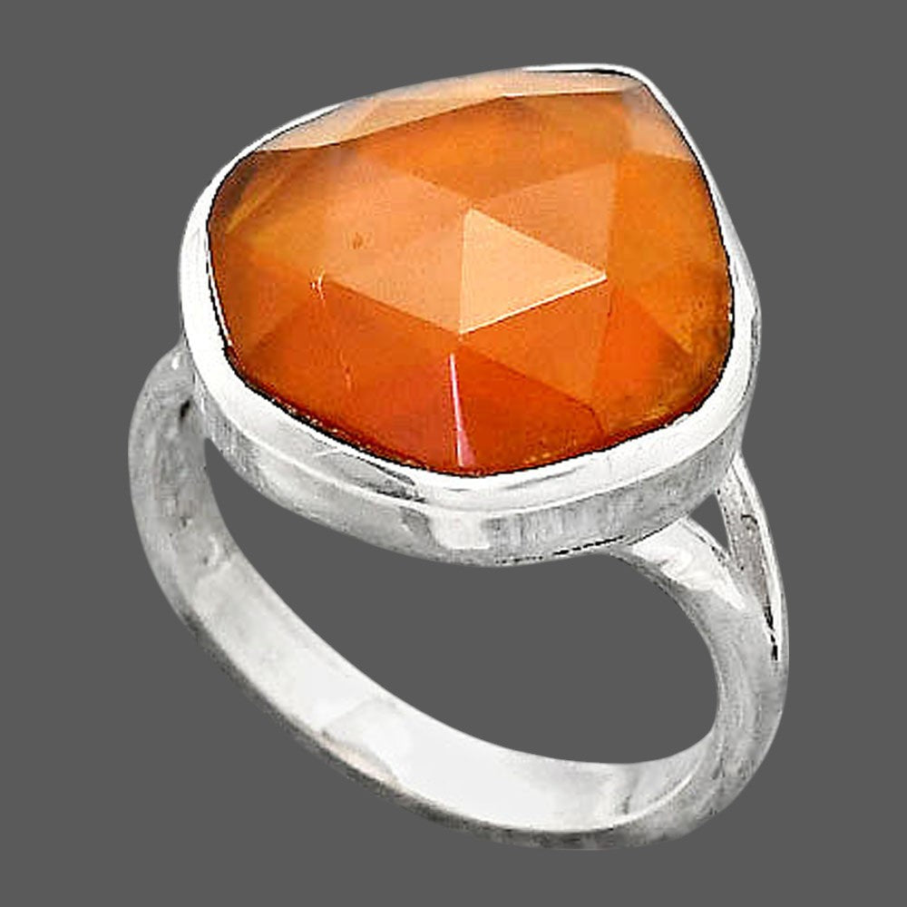 Faceted Lab Created Padparadscha Sapphire Ring size-7 R-1005 SDR246746