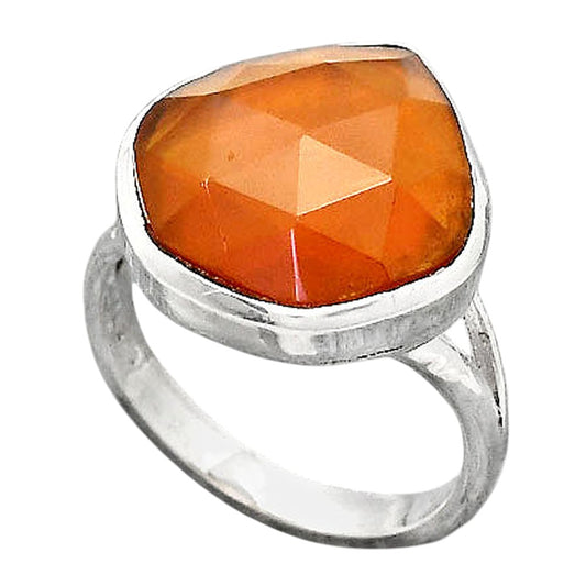 Faceted Lab Created Padparadscha Sapphire Ring size-7 R-1005 SDR246746