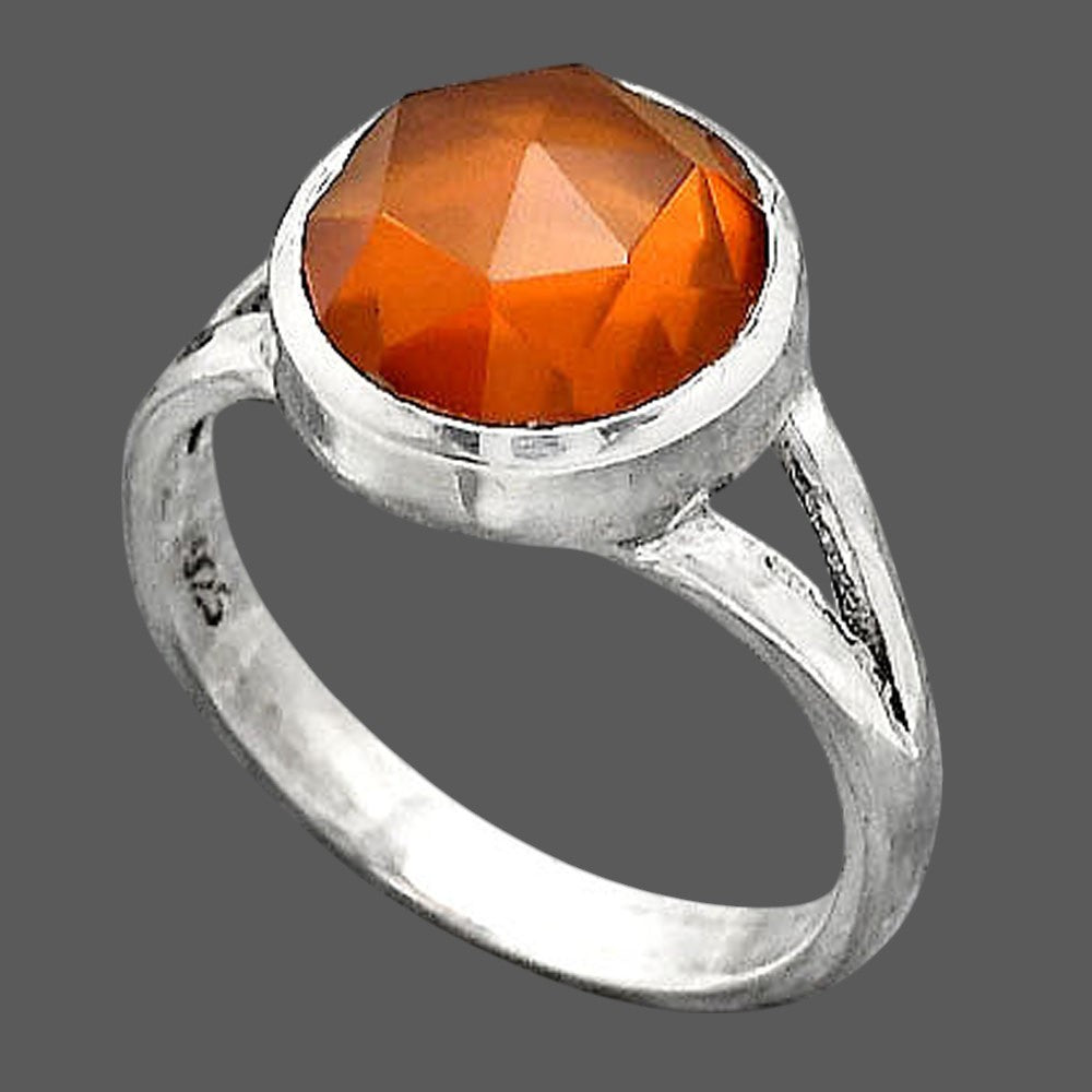 Faceted Lab Created Padparadscha Sapphire Ring size-7.5 R-1005 SDR246748