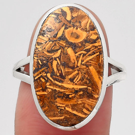 Natural Coquina Fossil Jasper India Ring size-8 R-1005 SDR246776
