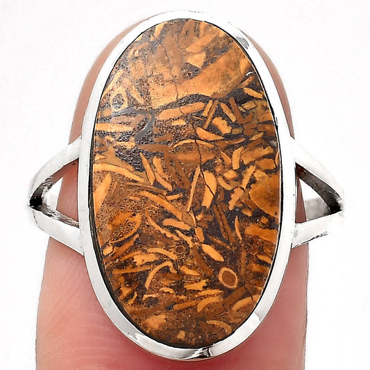 Natural Coquina Fossil Jasper India Ring size-8 R-1005 SDR246813