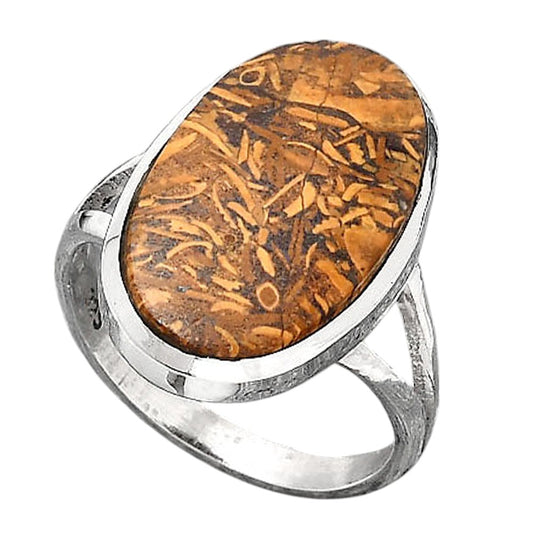 Natural Coquina Fossil Jasper India Ring size-8 R-1005 SDR246813