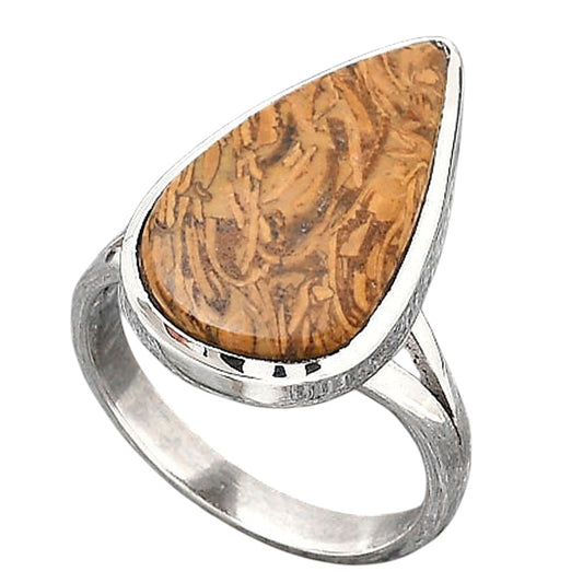 Natural Coquina Fossil Jasper India Ring size-7 R-1005 SDR246816