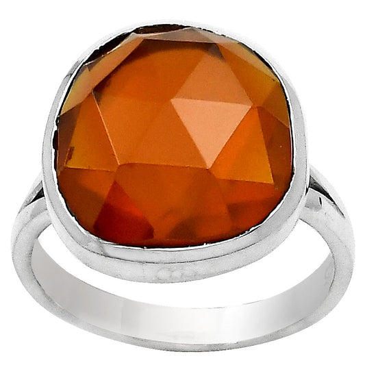 Faceted Lab Created Padparadscha Sapphire Ring size-7 R-1005 SDR246832