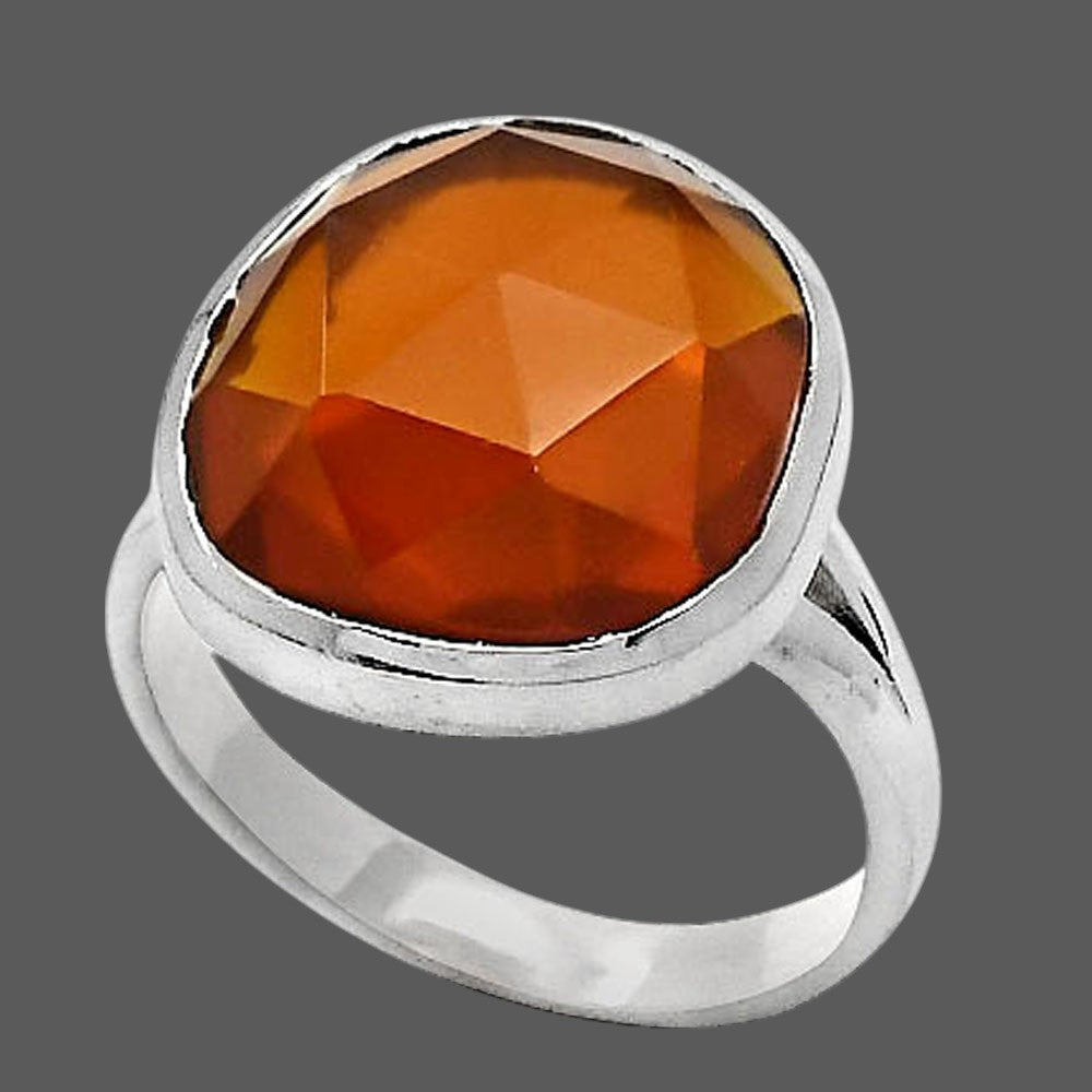 Faceted Lab Created Padparadscha Sapphire Ring size-7 R-1005 SDR246832