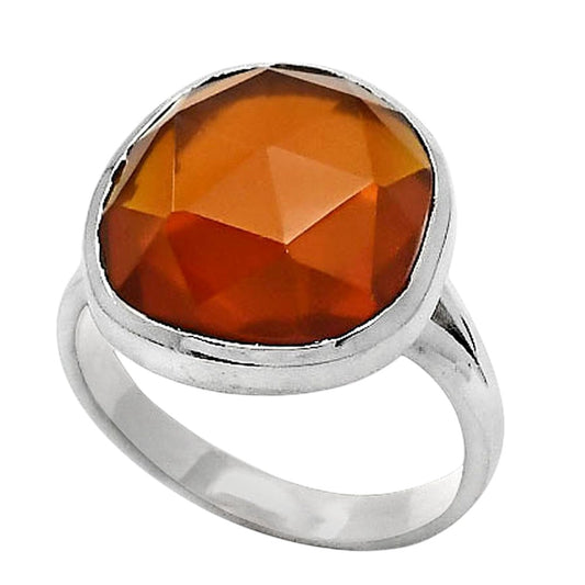 Faceted Lab Created Padparadscha Sapphire Ring size-7 R-1005 SDR246832
