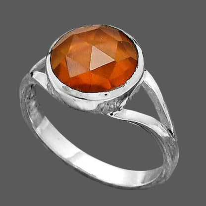 Faceted Lab Created Padparadscha Sapphire Ring size-8 R-1005 SDR246834