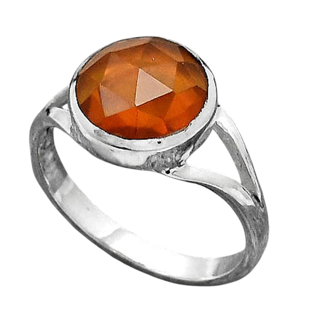 Faceted Lab Created Padparadscha Sapphire Ring size-8 R-1005 SDR246834
