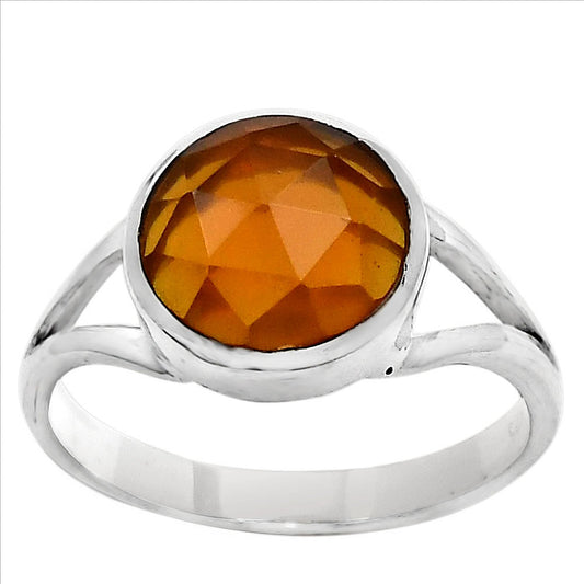 Faceted Lab Created Padparadscha Sapphire Ring size-8 R-1005 SDR246835