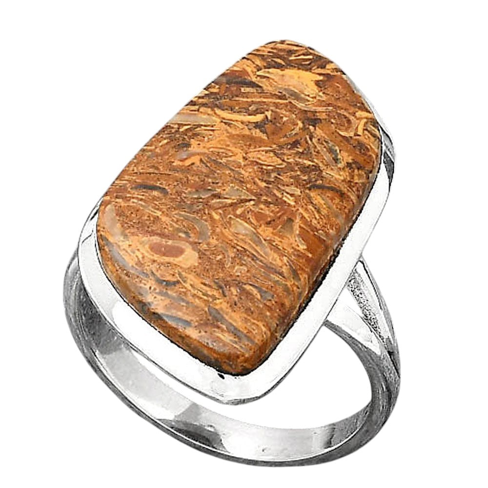 Natural Coquina Fossil Jasper India Ring size-8 R-1005 SDR246856