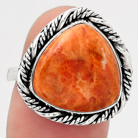 Natural Red Sponge Coral Ring size-8 R-1013 SDR246867