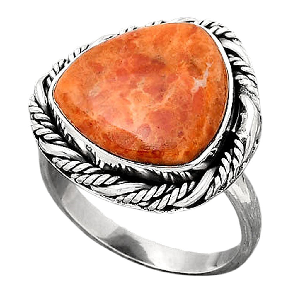 Natural Red Sponge Coral Ring size-8 R-1013 SDR246867